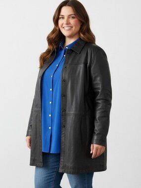 Vintage G-III Black 100% Genuine Leather Car Coat XL-2X Oversized Jacket
